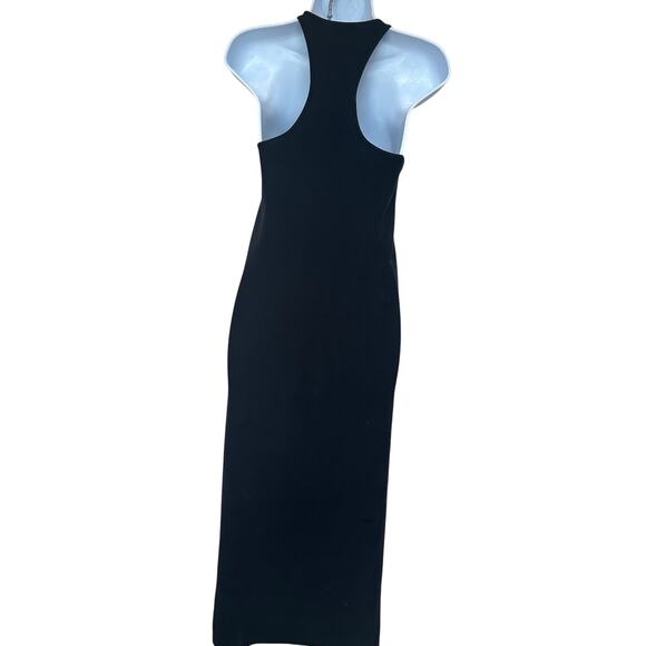 A.L.C. Black Ribbed Knit Midi Tank Dress MEDIUM Bodycon Racerback Designer $285 - Picture 5 of 9